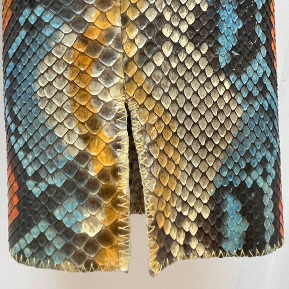 Chanel GENUINE beige with blue orange yellow PYTHON jacket rtl $30K SZ 40 US 8 - Picture 7 of 11
